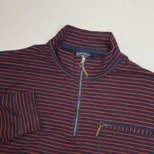 Bills Khakis Quarter Zip Sweater Mens Large Blue Red Striped Pullover Rugby